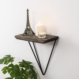Hanah Home Phalaenopsis Estantería de pared industrial en negro y nogal oscuro